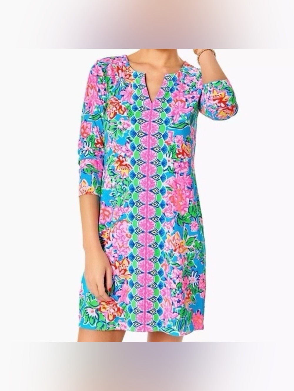 Lilly Pulitzer UPF 50+ Nadine Dress Multi Rose to The Occasion Engineered XS